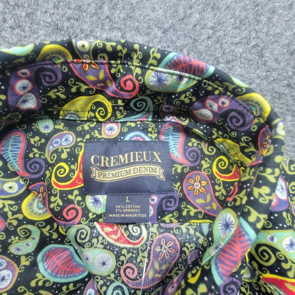 Cremieux Premium Denim Mens Large Paisley Stretch Button Down Shirt Multi-Color